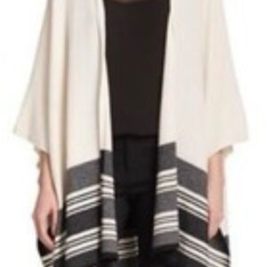 Chic Cream and Black Striped Poncho